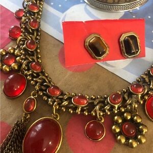 Elegant Gold and Red matched Jewelry Set